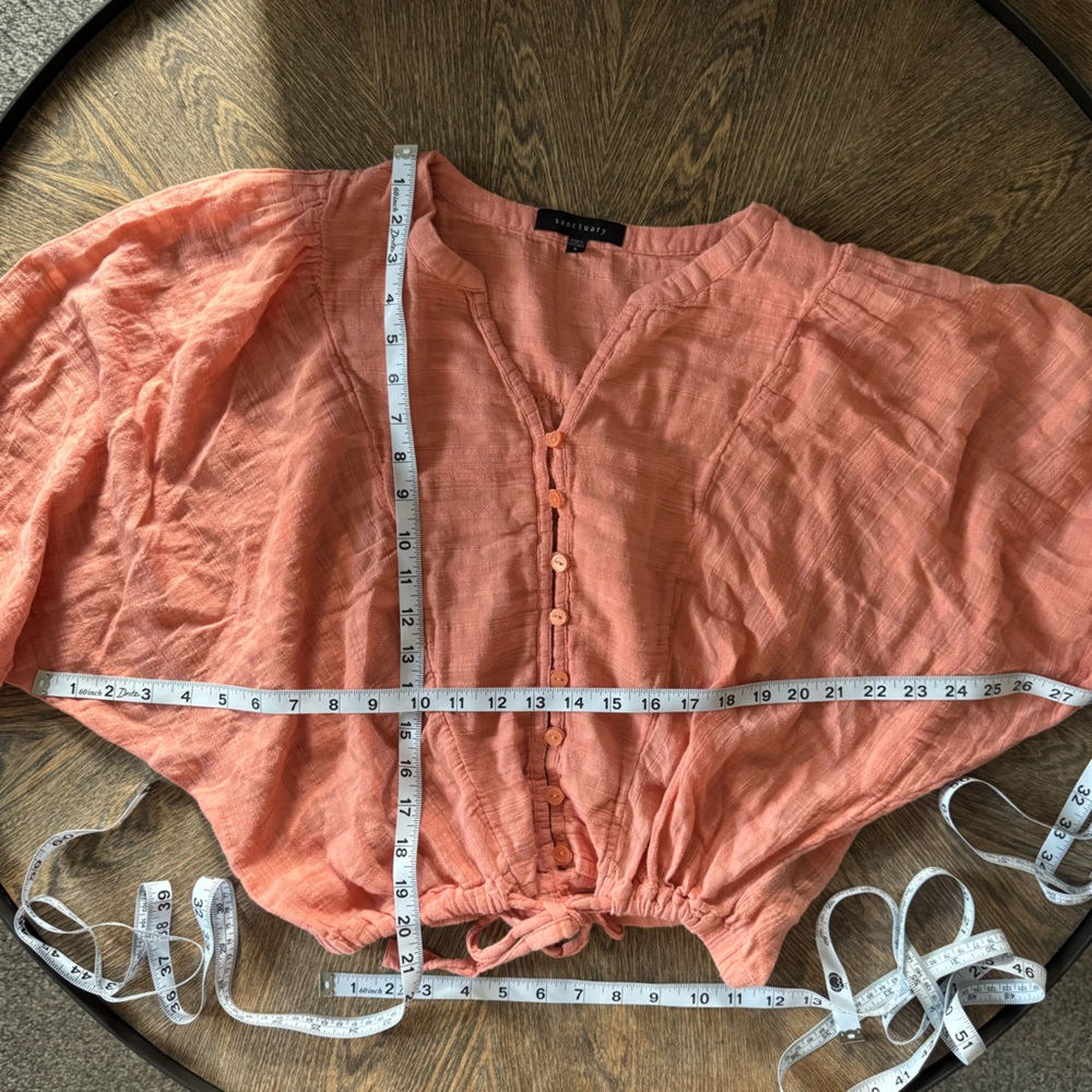 Sanctuary Peach Button-Down Blouse Women’s Size S Boho Chic Top - Picture 7 of 10